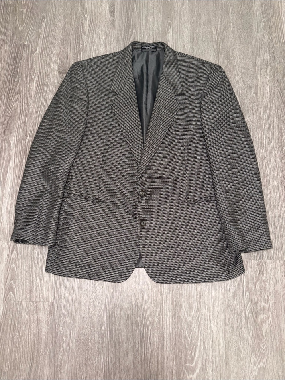 Hardy Amies London Gray & Black Houndstooth Blazer Size 46R